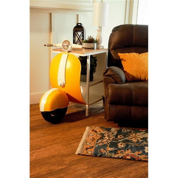 Yellow Wood & Metal Mini Scooter End or Side Table