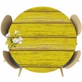 thumbnail image 1 of Yellow Wooden Grain Round Tablecloth, Fitted Table Cover with Elastic for 55"-60" Round Tables, Country Shabby Planks Rural Table Cloth Outdoor Indoor Dinning Party Waterproof Tablecloths, 1 of 7