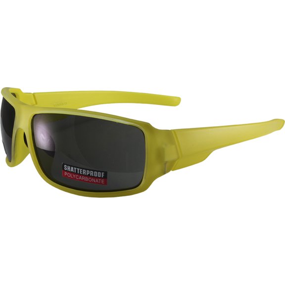 Swag Underground 2 Wrap Around Anti Fog Motorcycle Sunglasses w/ Smoke Lenses (Yellow)