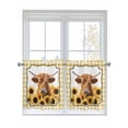 thumbnail image 1 of Yellow Yak 2 Panel Kitchen Curtains for Small Windows, Sunflowers Checkered Elegant Pastoral Buffalo Bathroom Tier Curtain, Short Window Treatment for Bedroom/Living Room 55"x36", 1 of 6