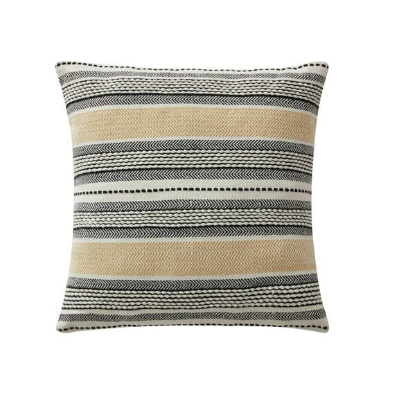 Yellow Yarn Dye Stripe Decorative Pillow Cover, Mainstays, 18" x 18", 1 Piece