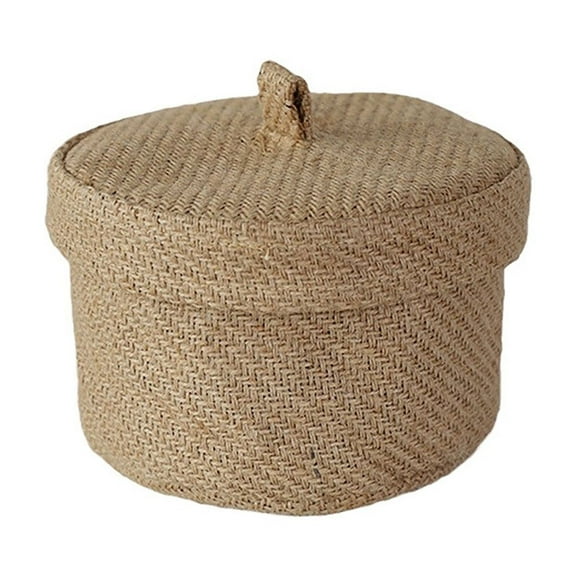 Yellow Yarn Storage Organizer - Compact, Linen & Yarn, Covered Design - for Entryway/Desktop, Cosmetics/Needlework, Minimalist Decor