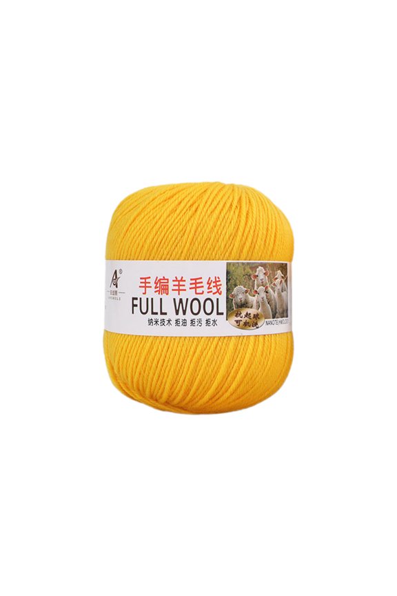 Yellow Yellow 100% Mercerized Wool Yarn Soft Medium Thick For Hand Knitting Sweater And Accessories