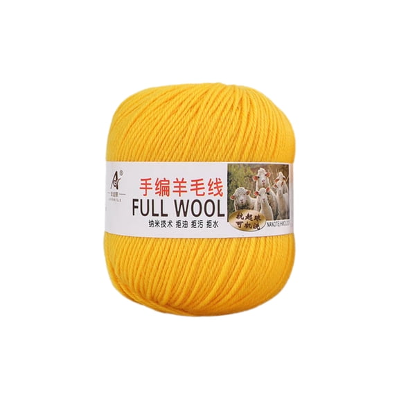 Yellow Yellow 100% Mercerized Wool Yarn Soft Medium Thick For Hand Knitting Sweater And Accessories