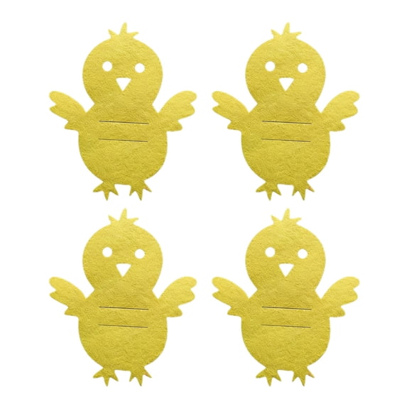 Yellow Yellow Easter Chick Themed Cutlery Holder Bag 4-Piece Set For Tableware Knife Fork Party