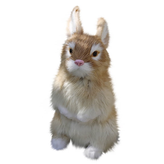 Yellow Yellow Easter Simulation Rabbit Model Toy Lifelike Faux Fur Plush Animal Figure Home Decor 24Cm