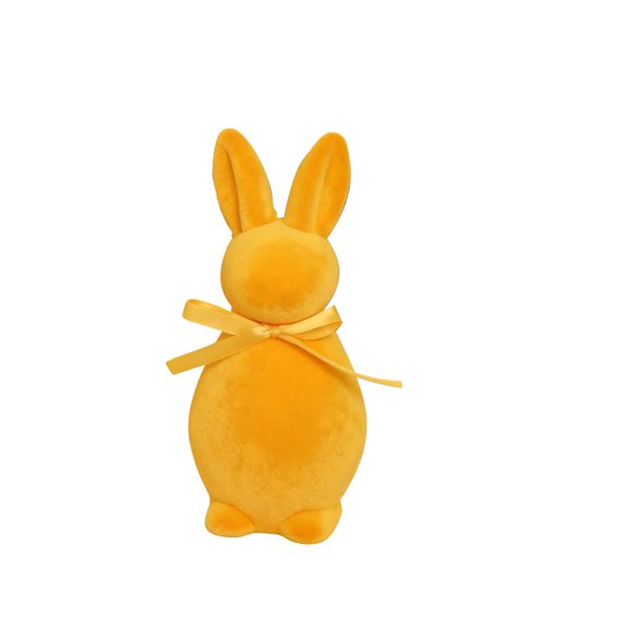 Yellow Yellow Flocked Easter Bunny Figurine Ornament Home Tabletop Decor Gift 7.87X3.54X3.35 Inch