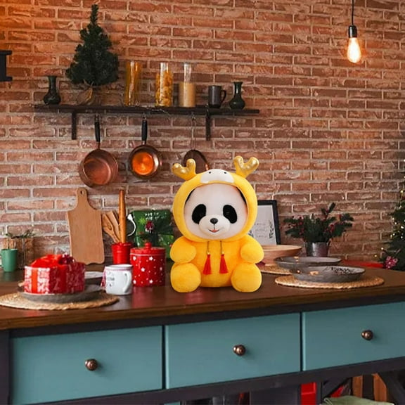 Yellow Yellow New Year Panda Plush Toy Transforms Into Hat Doll Spring Festival Gift