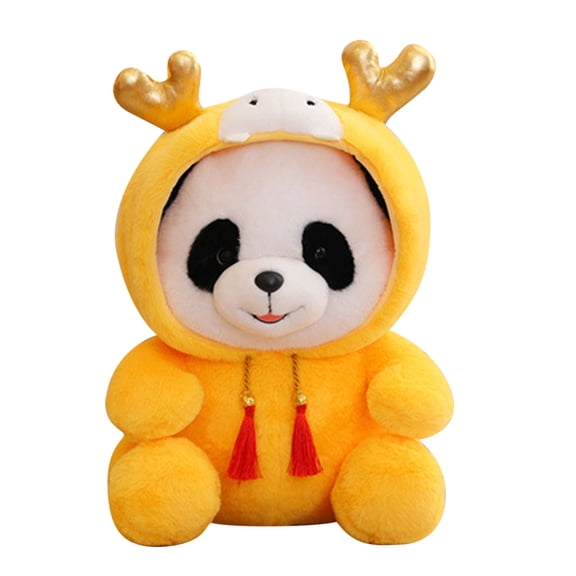 Yellow Yellow Pp Cotton Panda Plush Stuffed Animal For Children Cute Bear Doll With Hat For Decor