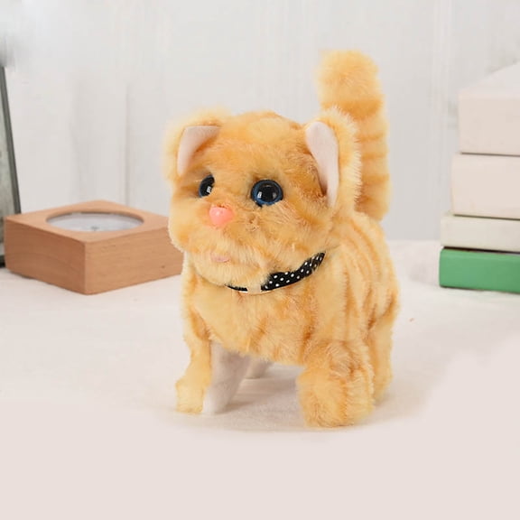 Yellow Yellow Robot Cat Plush Toy Interactive Electronic Pet Walks And Makes Sounds