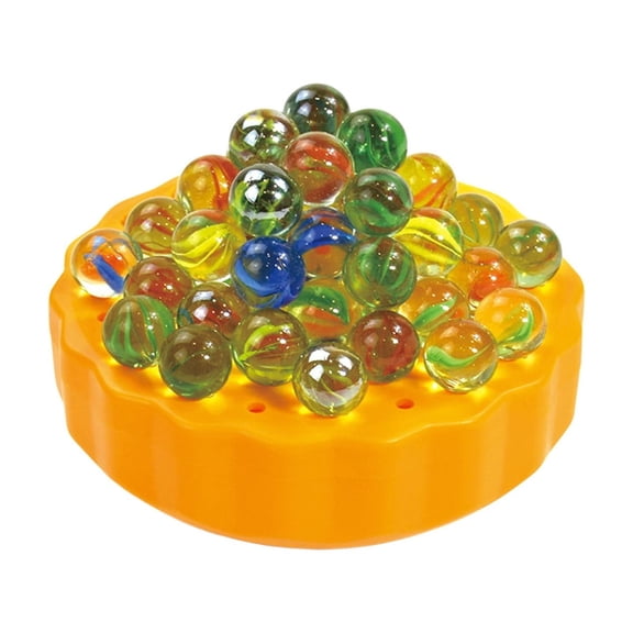 Yellow Yellow Round Marble Stacking Puzzle Game With Penalty Cards For Family Night Entertainment