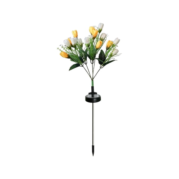 Yellow Yellow Solar-Powered 5-Head Tulip Garden Light Outdoor Waterproof Ground Spike Decorative Light