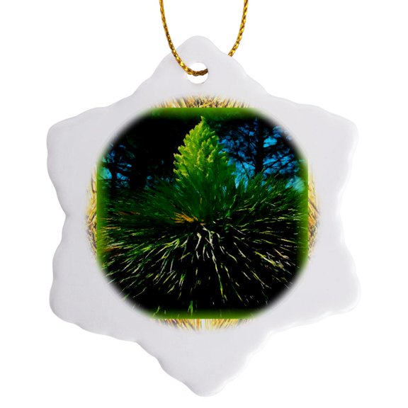 3drose, Yellow Yucca Flower, 3 inch Snowflake Porcelain Ornament