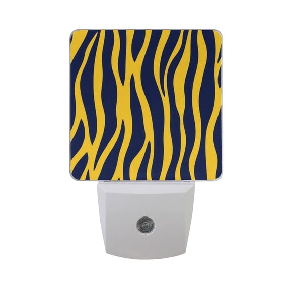 Yellow Zabra Skin Print LED Night Light with Smart Sensor Plug Into Wall Dusk to Dawn 2 packs