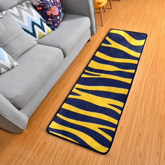 Yellow Zabra Skin Print Long Floor Mat Runner Rug Area Mat Noise Reduction Water Absorbent Non-Slip 72" x 24"