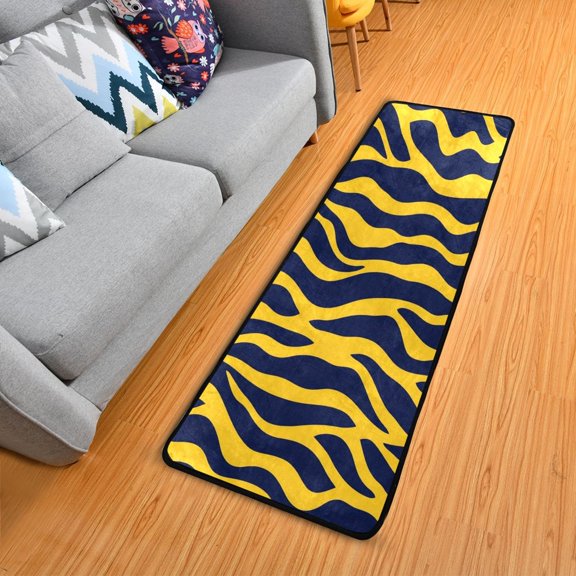 Yellow Zabra Skin Print Long Floor Mat Runner Rug Area Rug Carpet Water Absorbent Non-Slip 72" x 24"