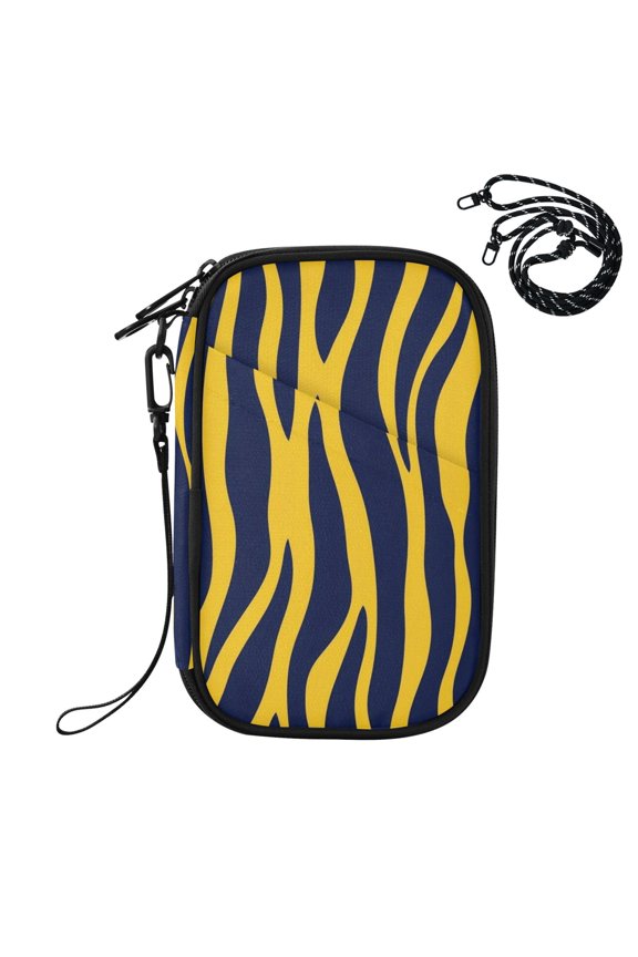 Yellow Zabra Skin Print Passport Holder Travel Document Organizer Credit Card Case Coin Purse Wallet RFID Blocking