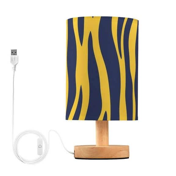 Yellow Zabra Skin Print Table Lamp with USB Port LED Warm Light Lamp Night Light Home Decor