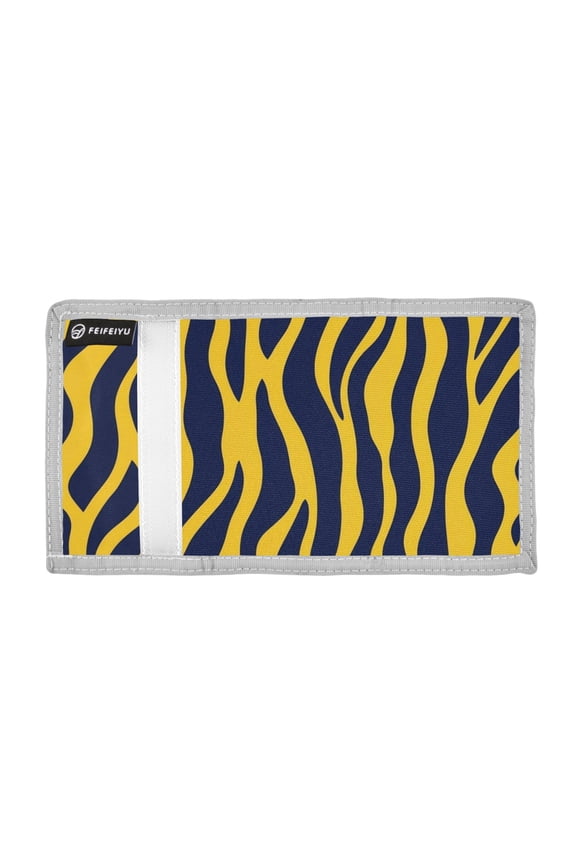 Yellow Zabra Skin Print Trifold Wallets Card Holders Coin Pockets with Lanyards Portable Unisex
