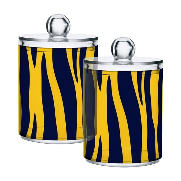Yellow Zebra Skin Print Translucent Plastic Cans Storage Canisters with Lid Set of 2
