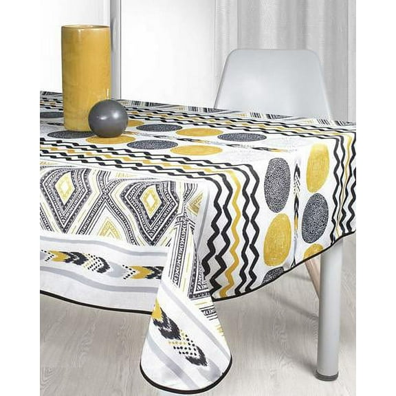 Yellow Zig-zag 100% Polyester, Stain Resistant Tablecloth 51 x 59 inch