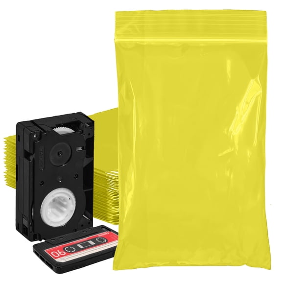 Yellow Polyethylene Zip Bags, 2 Mil Color-Coded Reclosable, 1000 Count, 6 x 9 in