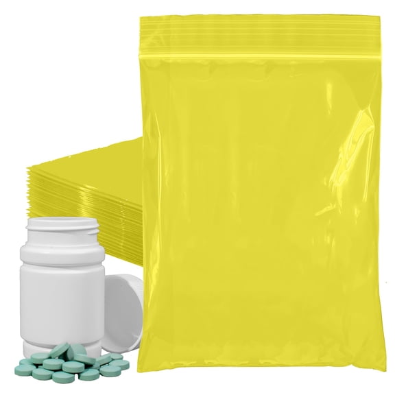 Yellow Polyethylene Zip Bags, 2 Mil Color-Coded Opaque, 1000 Count, 9 x 12 in