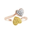 thumbnail image 1 of AFFY Yellow & White Natural Diamond Heart Bypass Band Ring In 10k Rose Gold, 1 of 1