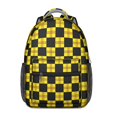 thumbnail image 1 of Yellow and Black Checkered Pattern Backpack for School, Cute School Bag with Adjustable Shoulder Straps and Padded Back, 15.3"x11"x6.7", 1 of 4