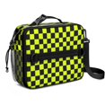 thumbnail image 1 of Yellow and Black Checkered Pattern Insulated Lunch Bag with Shoulder Strap and Bottle Holder,Bento School Lunch Bag Box,11x9.5x3.5 Inches, 1 of 3