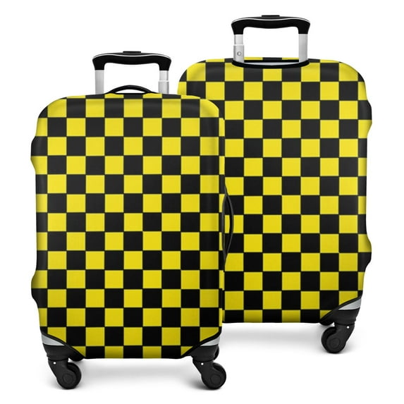 Yellow and Black Checkered Pattern Luggage Cover Fashion Suitcase Cover Baggage Covers Fit 25-28 Inch Luggage (Go Travel)