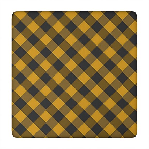 Yellow and Black Checkered Pattern Square Fitted Tablecloth with Elastic Edge, Washable Table Cover for Home Kitchen Party and Daily Decor 34"x34"
