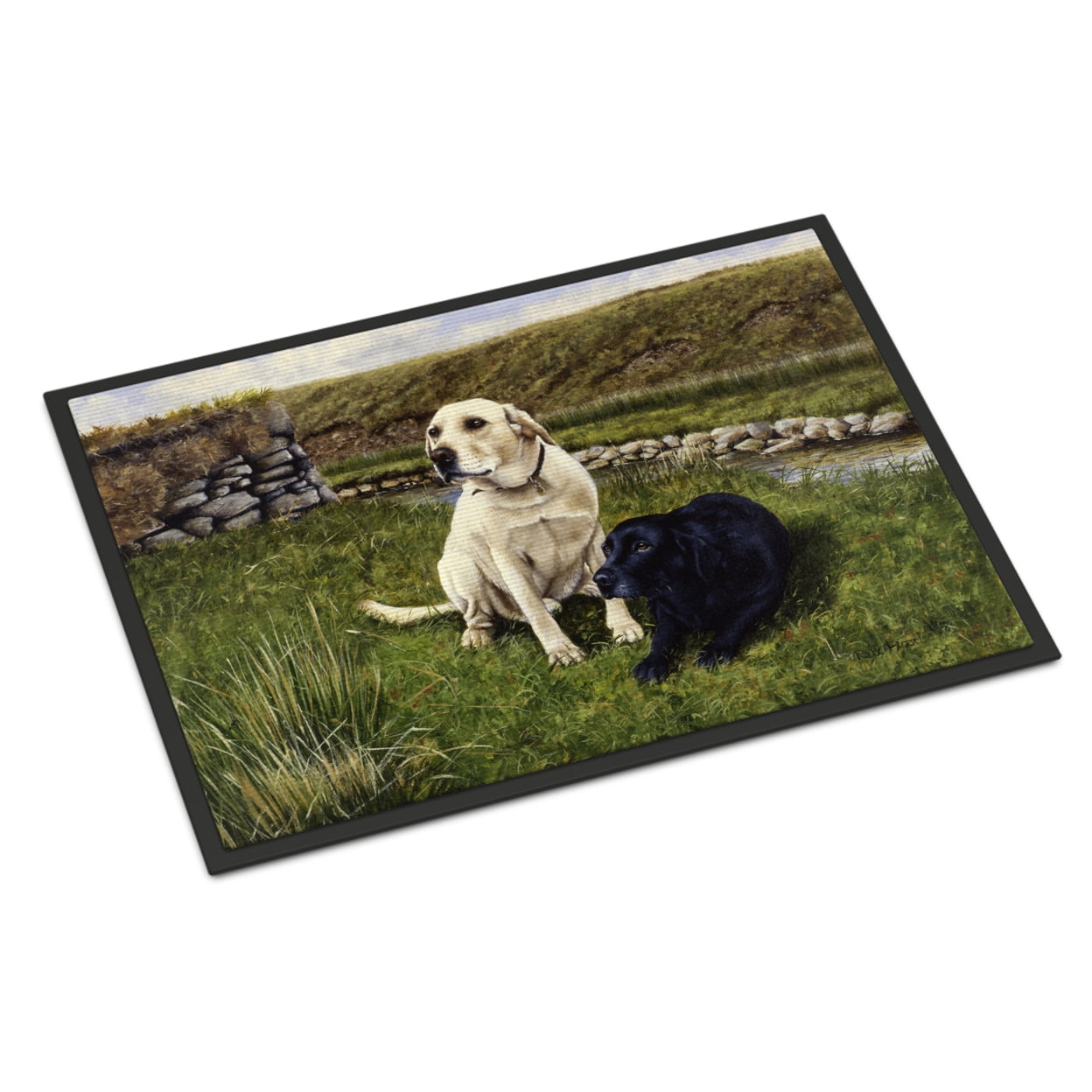 Yellow and Black Labradors Door Mat