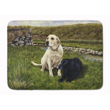 Yellow and Black Labradors Machine Washable Memory Foam Mat