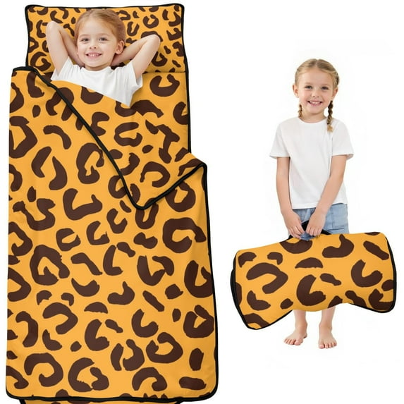 Yellow and Black Of Leopard Print Toddler Nap Mats for Kids Preschool,Sleeping Mat Bag or Kids,Toddler Sleeping Bag,Toddler Nap Mat or Daycare
