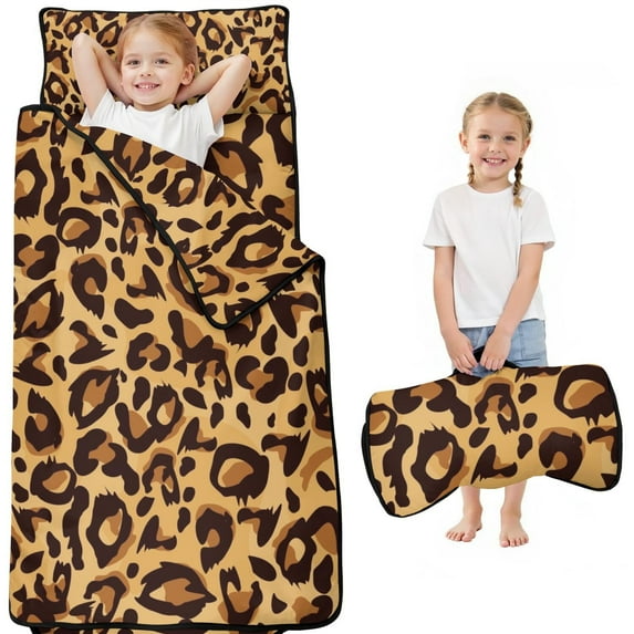 Yellow and Brown Of Leopard Print Toddler Nap Mats for Kids Preschool,Sleeping Mat Bag or Kids,Toddler Sleeping Bag,Toddler Nap Mat or Daycare