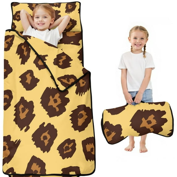 Yellow and Brown Of Leopard Print Toddler Nap Mats for Kids Preschool,Sleeping Mat Bag or Kids,Toddler Sleeping Bag,Toddler Nap Mat or Daycare