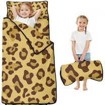 Yellow and Brown Of Leopard Print Toddler Nap Mats for Kids Preschool,Sleeping Mat Bag or Kids,Toddler Sleeping Bag,Toddler Nap Mat or Daycare