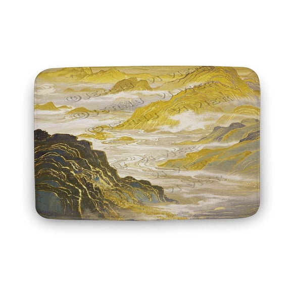 Yellow and Gold Decor Mountain Bath Mat - Soft, Comfortable, Non-Slip, 20" x 32"