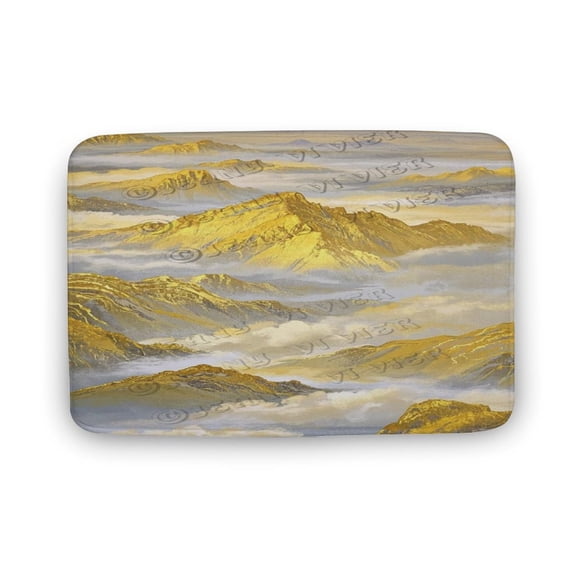 Yellow and Gold Decor Mountain Bath Rug - Non-Slip Bathroom Mat, Soft Microfiber, 16" x 24"
