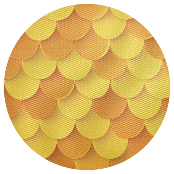 Yellow and Orange Fish Scales PVC Round Grid Placemat Table Mat 1 Pc 15.4" x 15.4"
