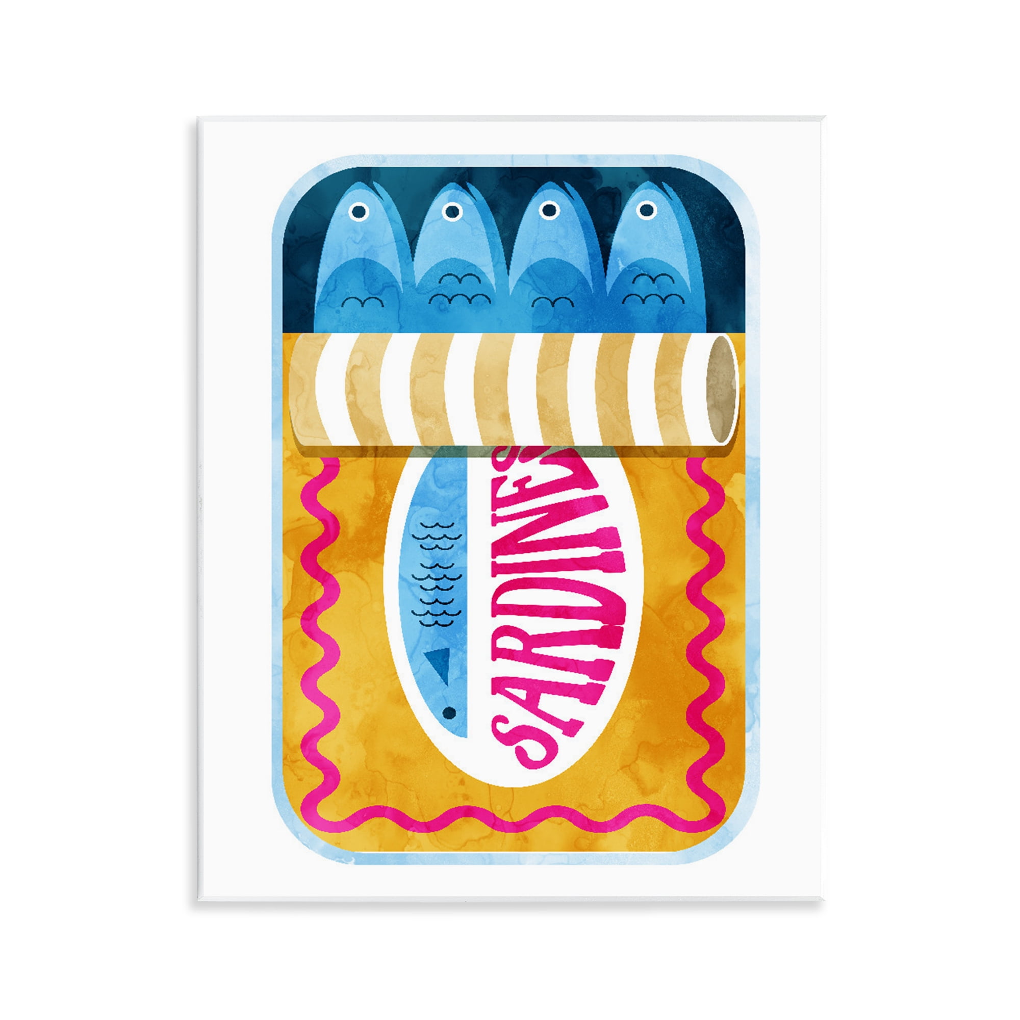 Yellow and Pink Sardine Tin Wall Plaque Art, design by Daphne Polselli