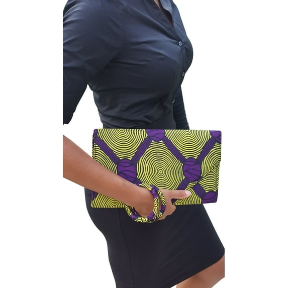Yellow and Purple African Print Clutch Purse