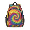 thumbnail image 1 of Yellow and Purple Tie Dye Pattern Backpack for School, Cute School Bag with Adjustable Shoulder Straps and Padded Back, 15"x11.42"x5.5", 1 of 3