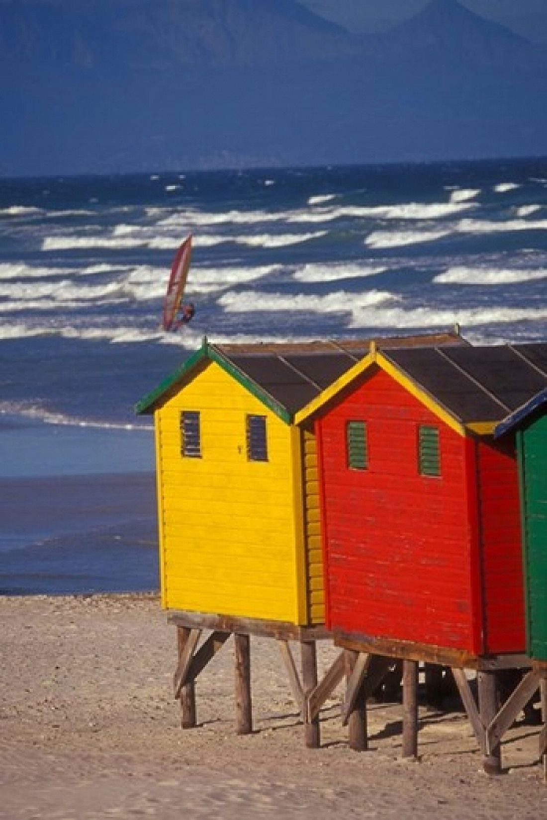 Yellow and Red Bathing Boxes South Africa Canvas Art - Stuart Westmorland DanitaDelimont (12 x 17)