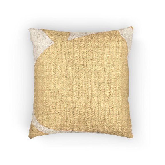 Yellow and White Abstract Geometric Color Blocks Woven Pillow, Cotton-Polyester Shell for Home Decor
