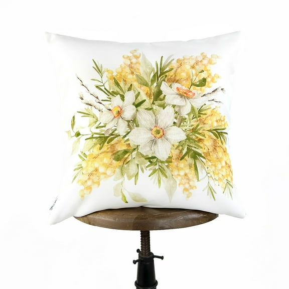 Yellow and White Flowers Spring | Spring Décor | Easter Decorative Pillows | Farmhouse Décor | Hand-Made Throw Pillows | UniikPillows