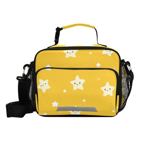 Yellow and White Stars Insulated Lunch Bag Portable Cooler Bag Mommy Bag Large Capacity 6L