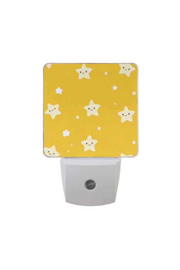 Yellow and White Stars LED Night Light with Smart Sensor Plug Into Wall Dusk to Dawn 2 packs
