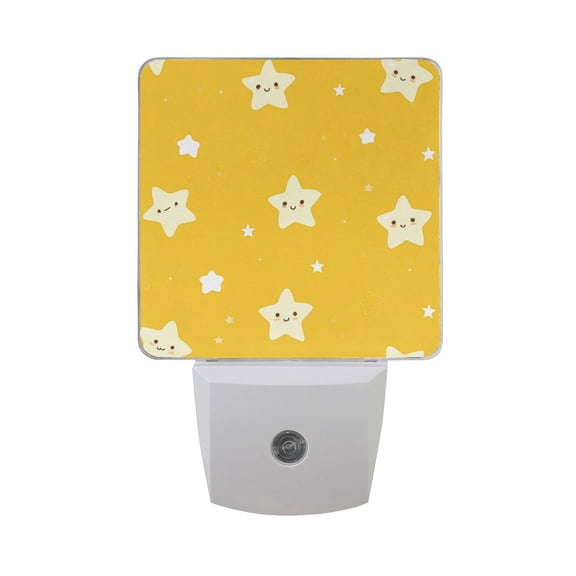 Yellow and White Stars LED Night Light with Smart Sensor Plug Into Wall Dusk to Dawn 2 packs